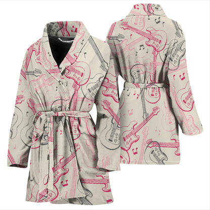 Bass Guitar Pattern Print Design 02 Women Bathrobe