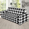 Houndstooth Black White Pattern Print Design 05 Sofa Slipcover