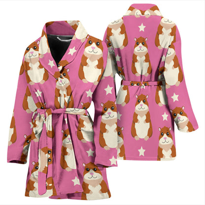 Hamster Cute Pattern Print Design 02 Women Bathrobe