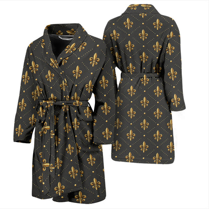 Fleur De Lis Print Design LKS402 Men Bathrobe