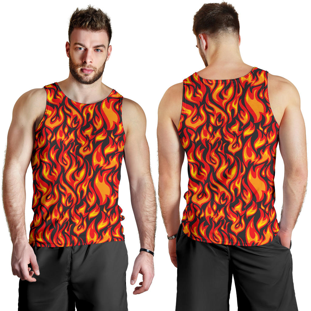 Flame Fire Print Pattern Men Tank Top