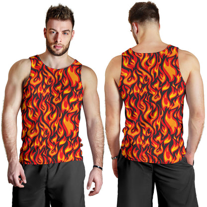 Flame Fire Print Pattern Men Tank Top