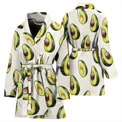 Avocado Pattern Print Design 01 Women Bathrobe