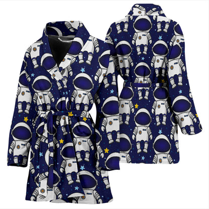 Astronaut Pattern Print Design 01 Women Bathrobe