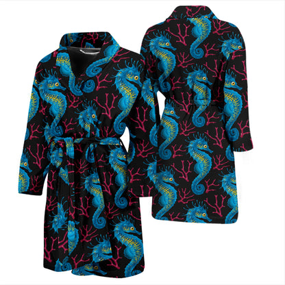 SeaHorse Print Design LKS401 Men Bathrobe