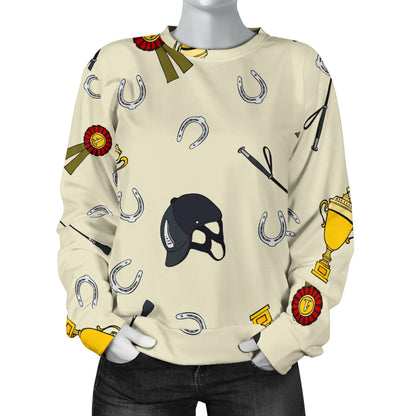 Equestrian Horseshoe Equipment Women Long Sleeve Sweatshirt