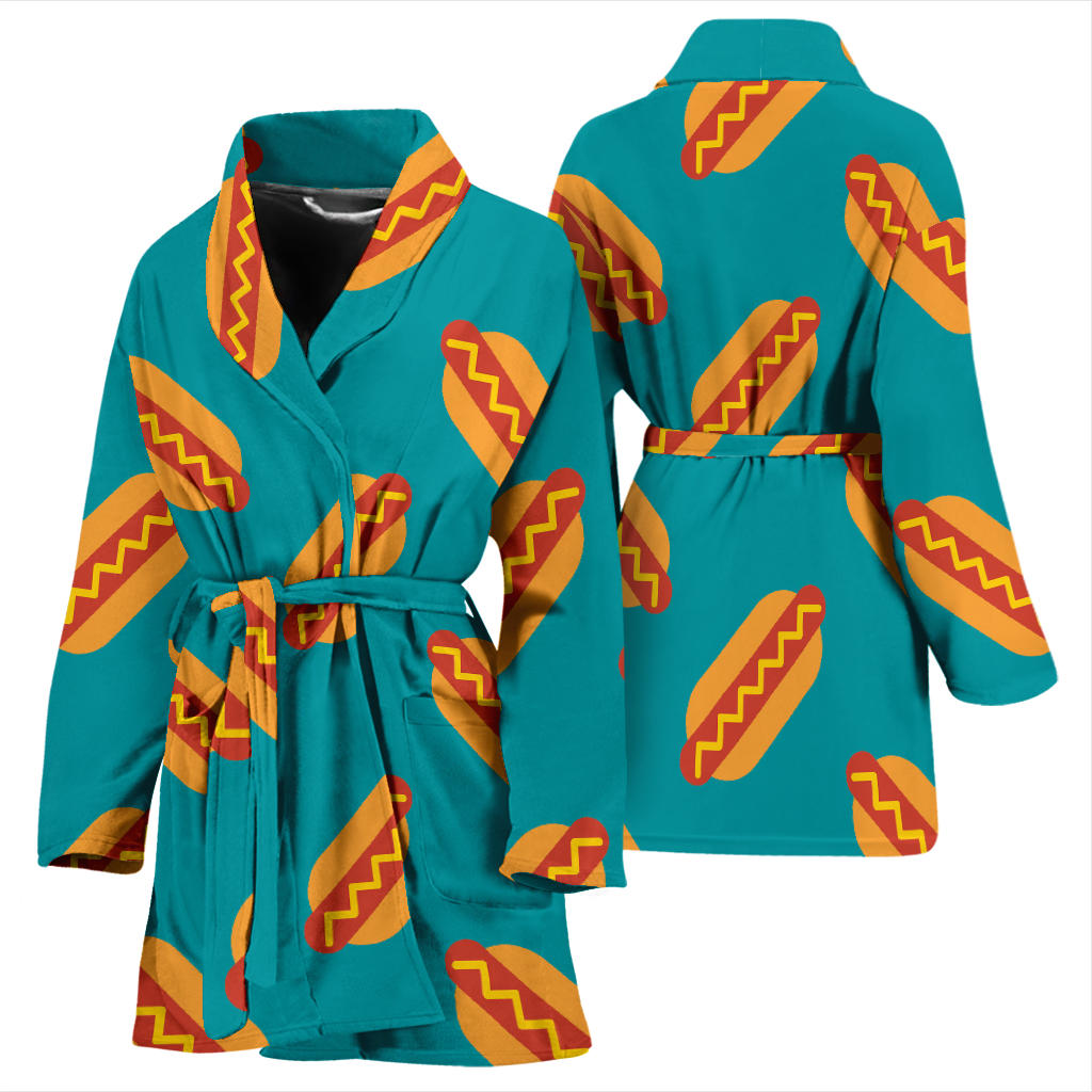 Hot Dog Pattern Print Design 03 Women Bathrobe