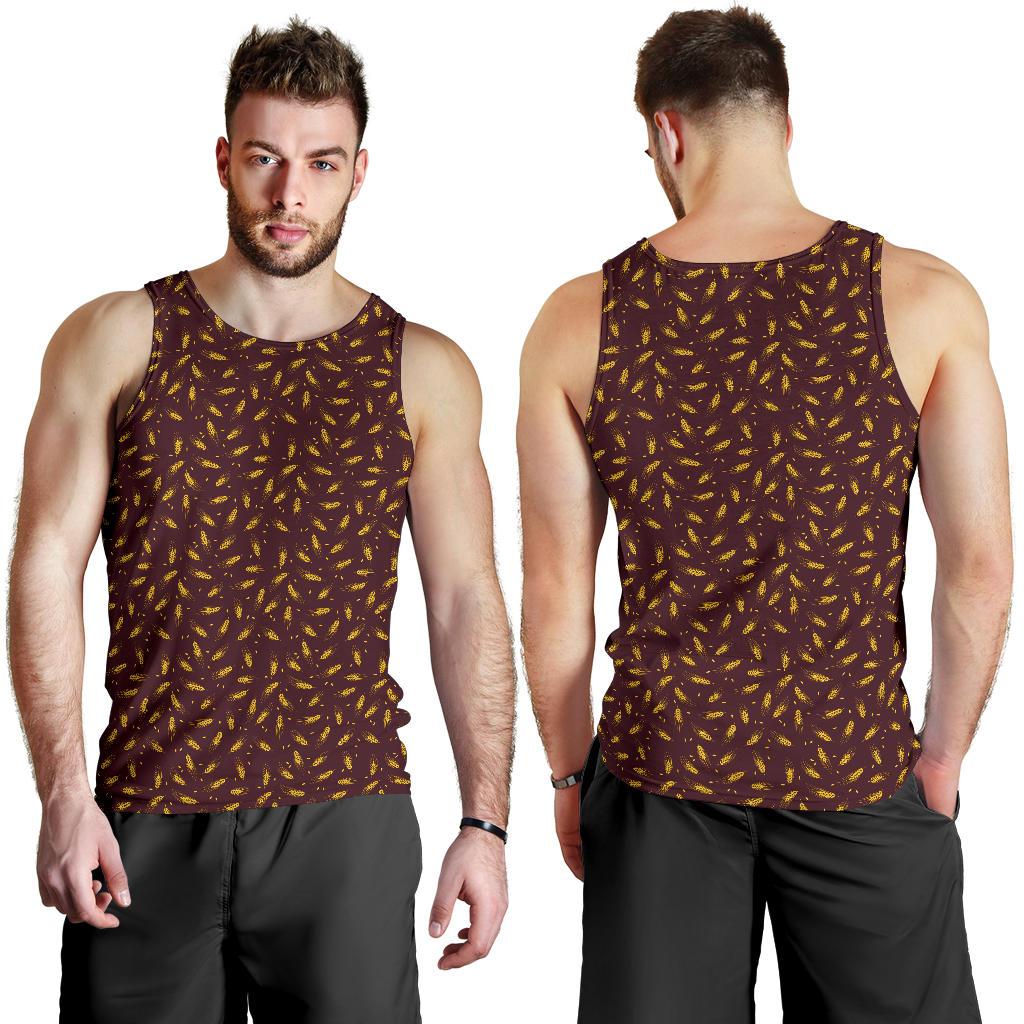 Agricultural Gold Wheat Print Pattern Men Tank Top