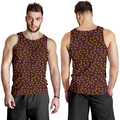 Agricultural Gold Wheat Print Pattern Men Tank Top