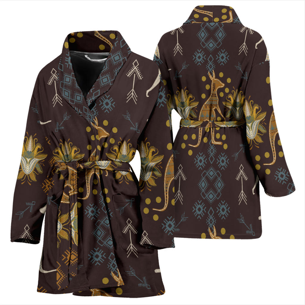 Kangaroos Pattern Print Design 03 Women Bathrobe
