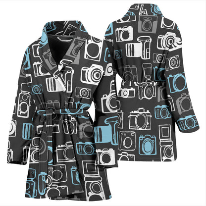 Camera Pattern Print Design 04 Women Bathrobe