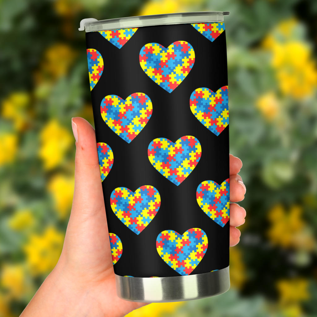 Autism Awareness Heart Design Print Tumbler