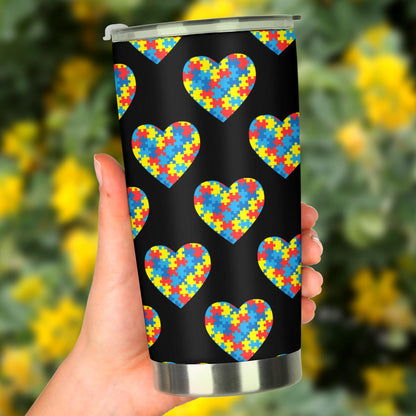 Autism Awareness Heart Design Print Tumbler