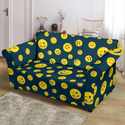 Smiley Face Emoji Print Design LKS301 Loveseat Couch Slipcover