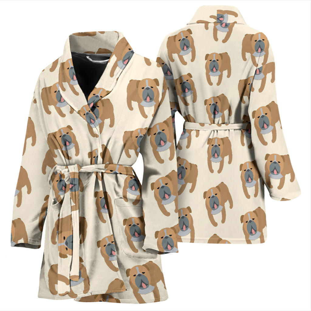 Bulldogs Pattern Print Design 01 Women Bathrobe