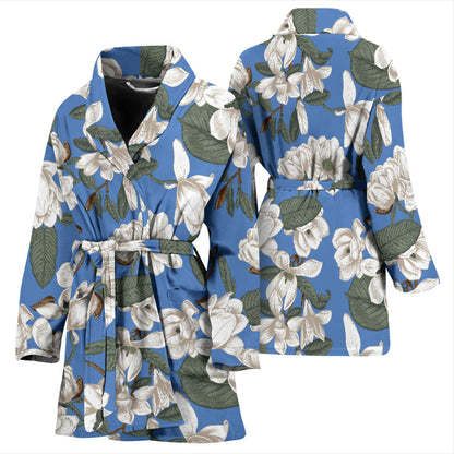 Magnolia Pattern Print Design 01 Women Bathrobe