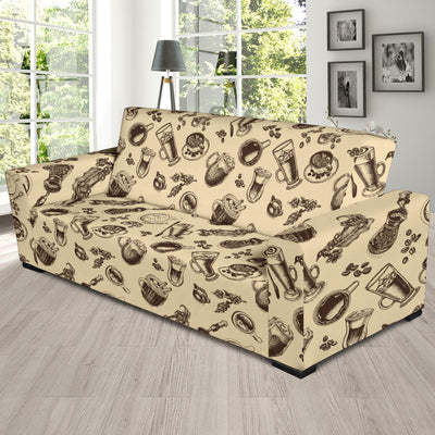 Coffee Pattern Print Design 05 Sofa Slipcover