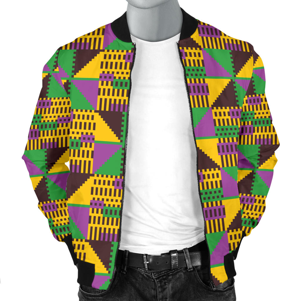 Kente Triangle Design African Print Men Bomber Jacket