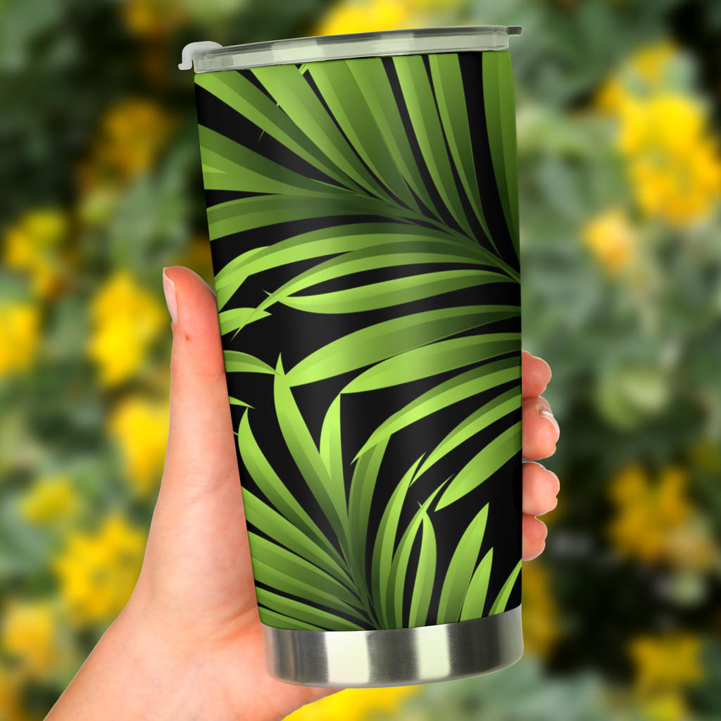 Green Neon Tropical Palm Leaves Tumbler