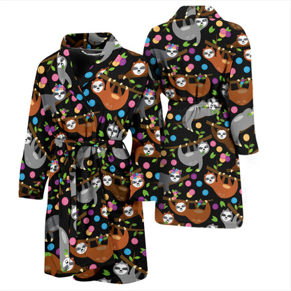 Sloth Print Design LKS306 Men Bathrobe