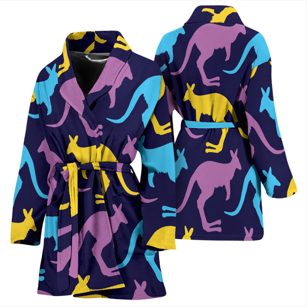 Kangaroos Pattern Print Design 02 Women Bathrobe