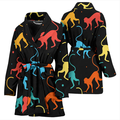 Monkey Pattern Print Design 01 Women Bathrobe