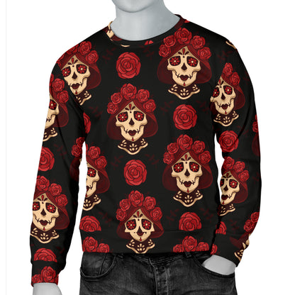 Day of the Dead Skull Girl Pattern Men Long Sleeve Sweatshirt