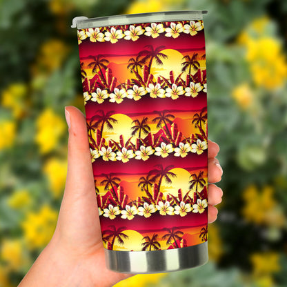 Hawaiian Tropical Sunset Hibiscus Print Tumbler