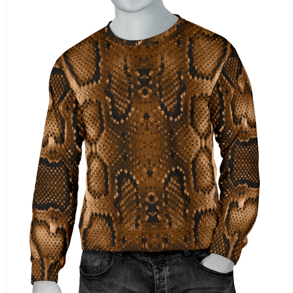 Snake Skin Brown Print Men Long Sleeve Sweatshirt