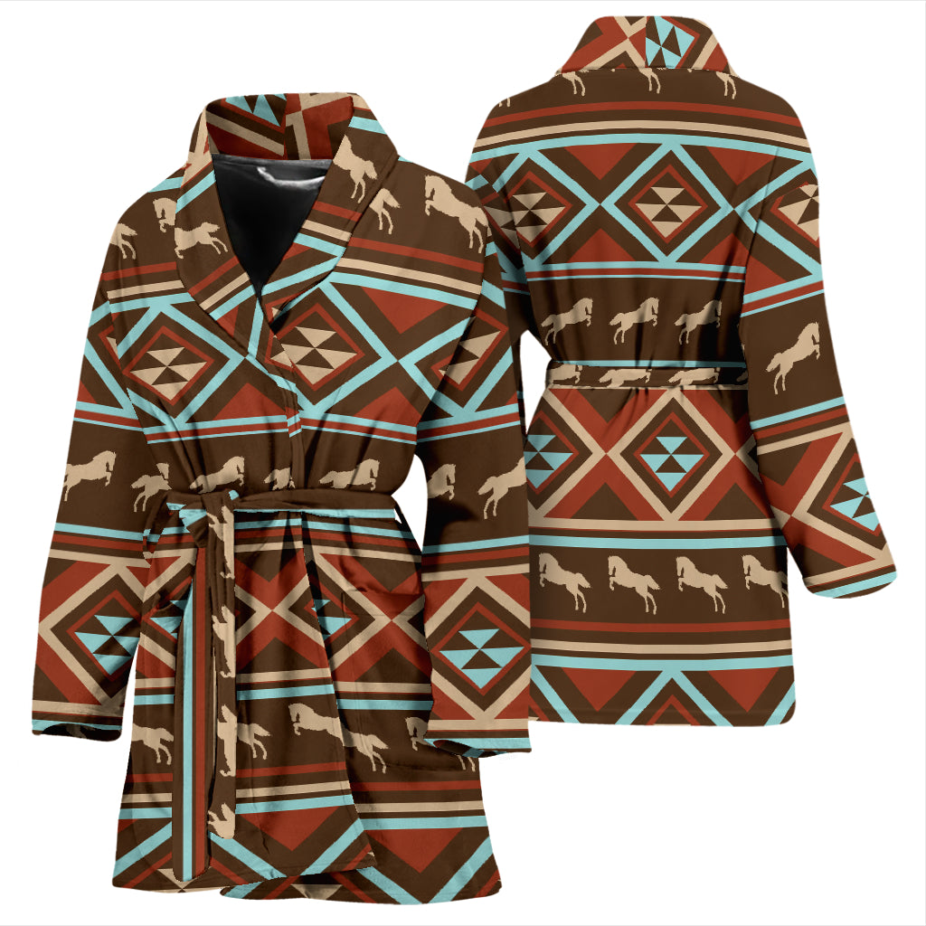 Western Horse Pattern Print LKS301 Women Bathrobe