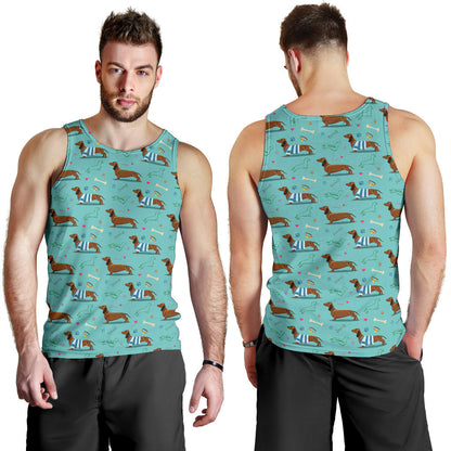 Dachshund Paw Decorative Print Pattern Men Tank Top