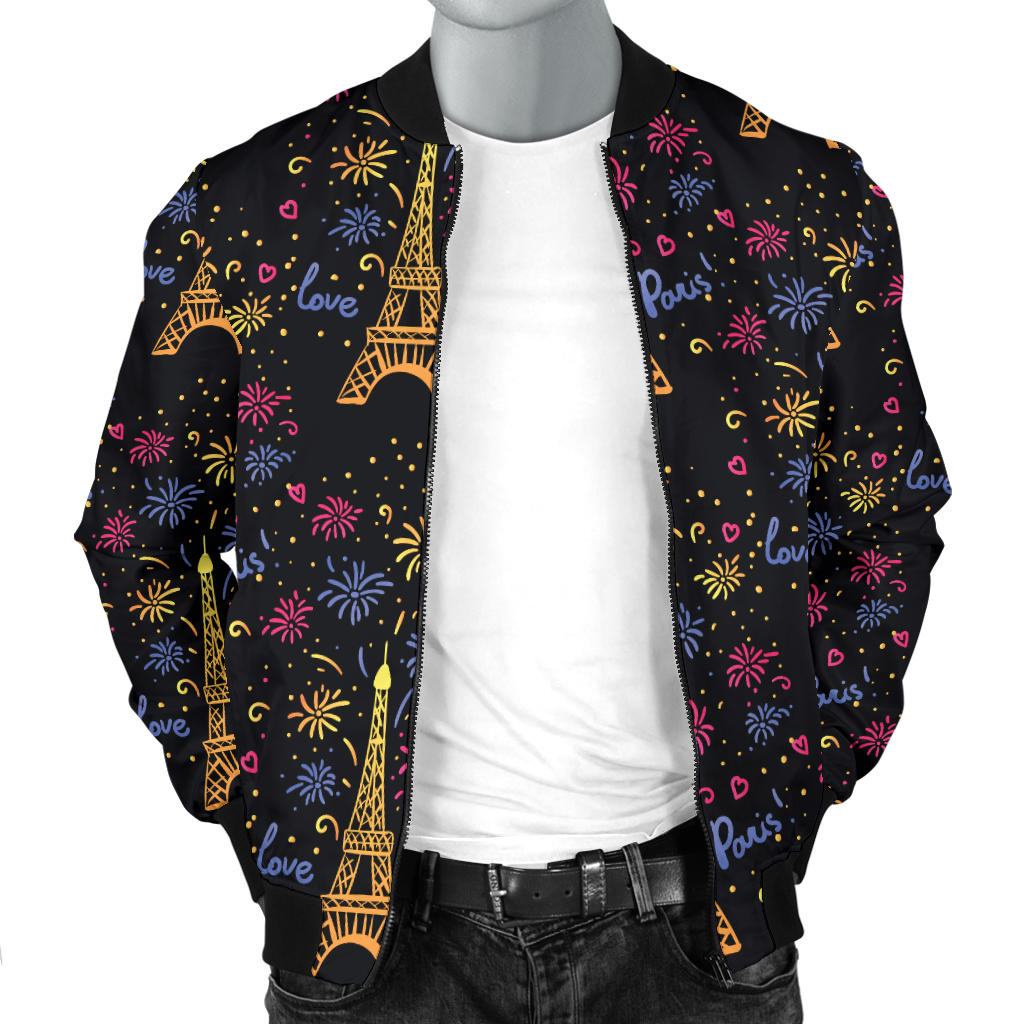Eiffel Tower Love Paris Print Men Bomber Jacket