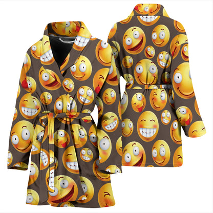 Smiley Face Emoji Print Design LKS303 Women Bathrobe