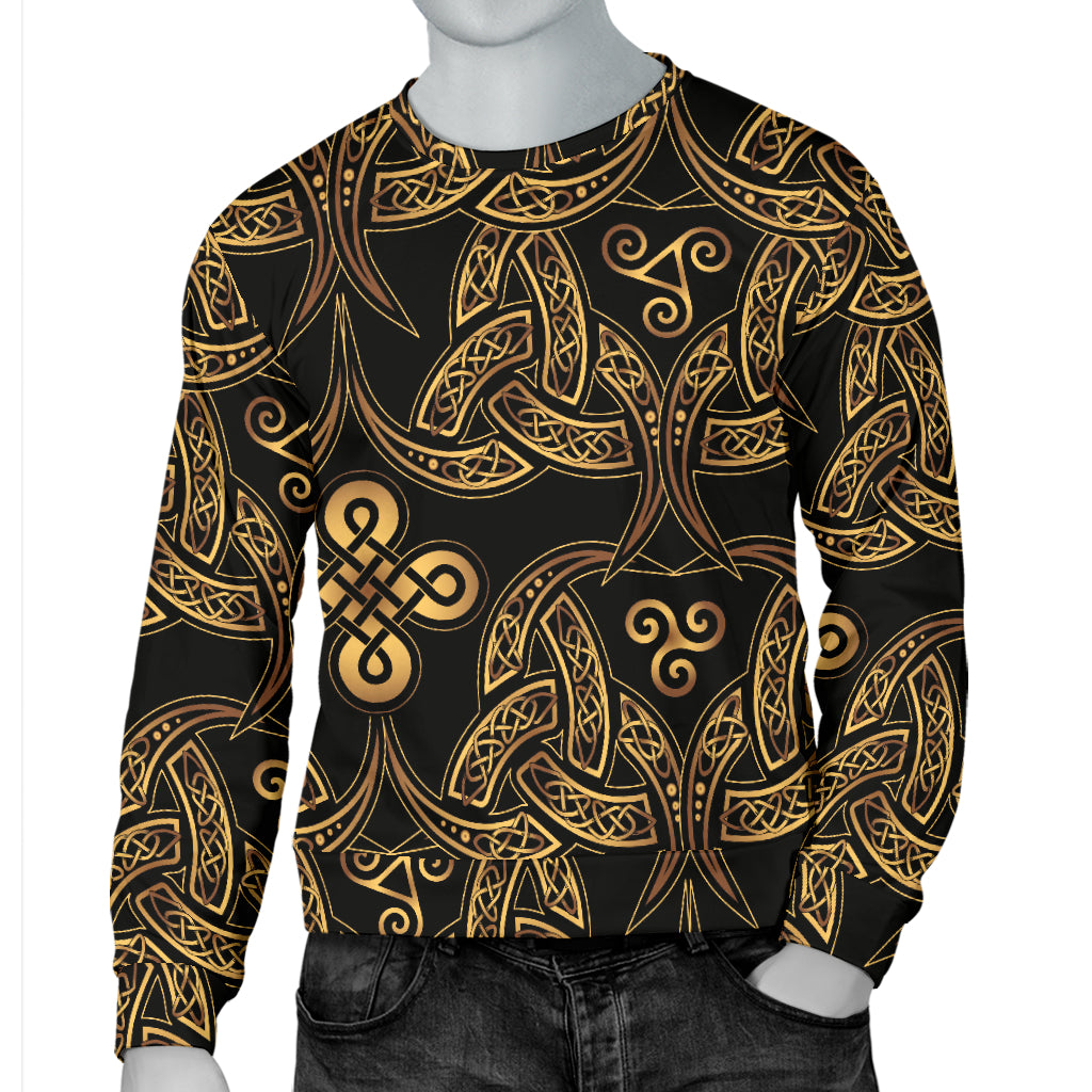 Celtic Knot Gold Design Men Long Sleeve Sweatshirt