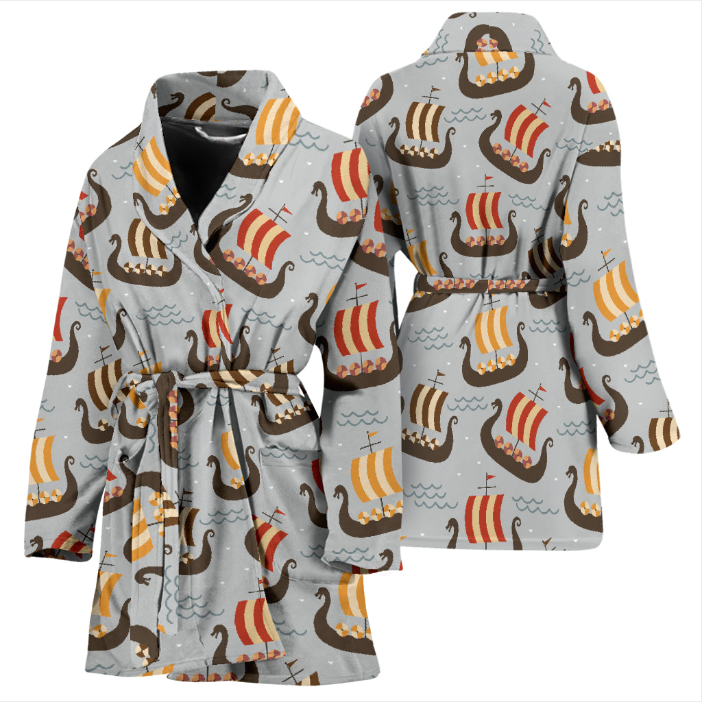 Vikings Print Design LKS308 Women Bathrobe