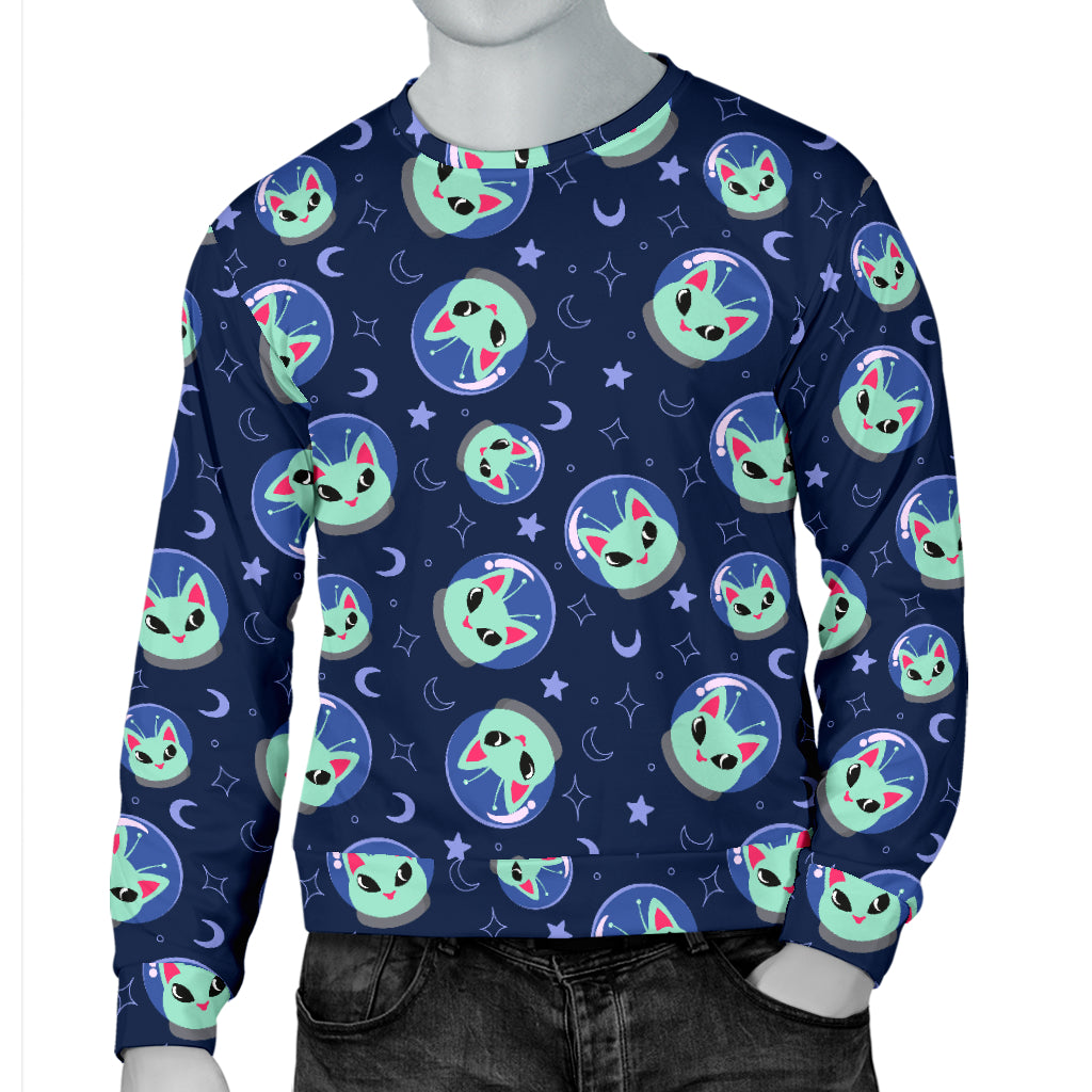 Alien Cat Men Long Sleeve Sweatshirt