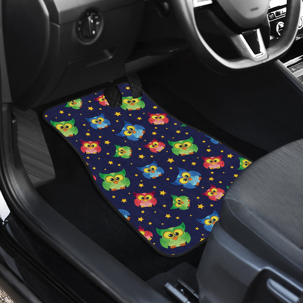 Owl with Star Themed Design Print Car Floor Mats Front Back