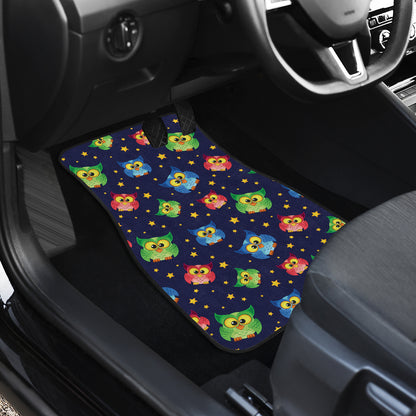 Owl with Star Themed Design Print Car Floor Mats Front Back