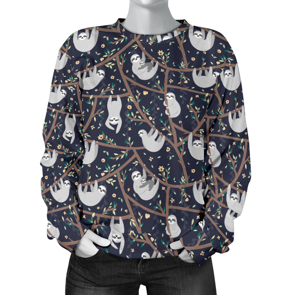 Sloth Happy Design Themed Print Women Long Sleeve Sweatshirt