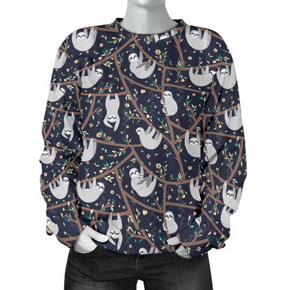 Sloth Happy Design Themed Print Women Long Sleeve Sweatshirt