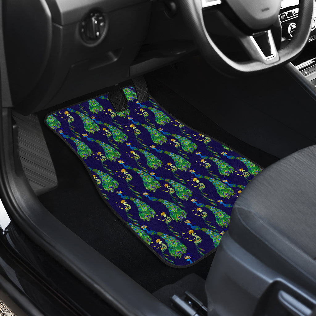Peacock Art Design Print Car Floor Mats Front Back
