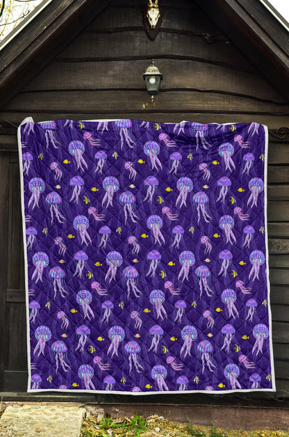 Jellyfish Style Print Quilt Bedspread