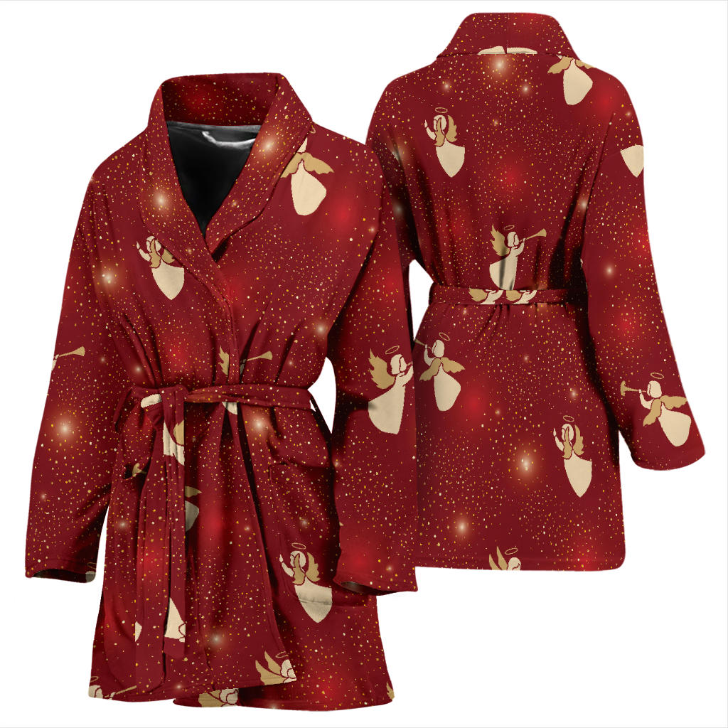 Angel Pattern Print Design 07 Women Bathrobe