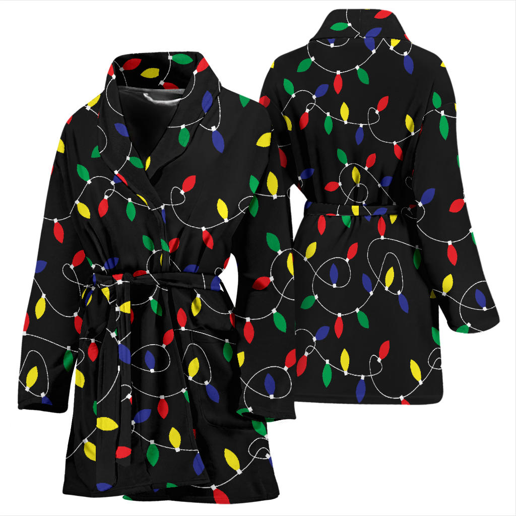 Christmas Light Pattern Print Design 04 Women Bathrobe
