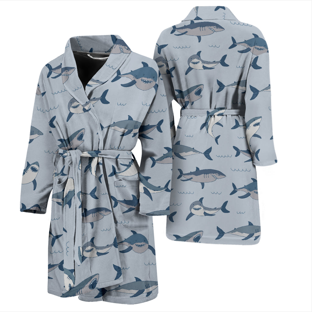 Shark Print Design LKS304 Men Bathrobe