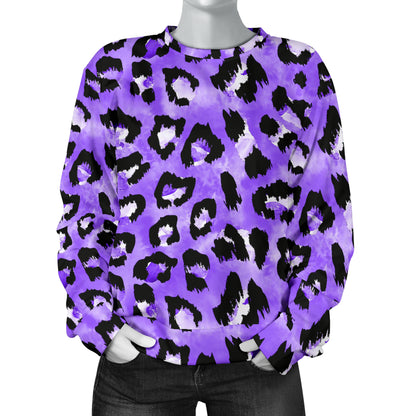 Leopard Purple Skin Print Women Long Sleeve Sweatshirt