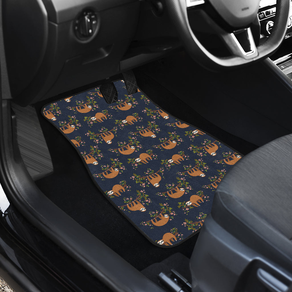 Sloth flower Design Themed Print Car Floor Mats Front Back