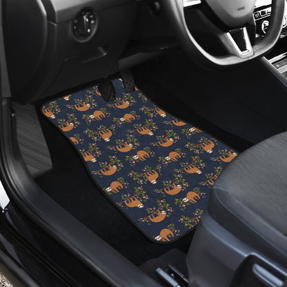 Sloth flower Design Themed Print Car Floor Mats Front Back