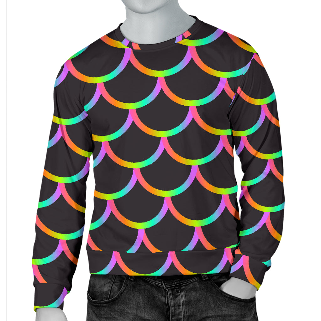 Mermaid Tail Rainbow Design Print Men Long Sleeve Sweatshirt