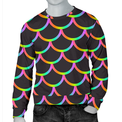 Mermaid Tail Rainbow Design Print Men Long Sleeve Sweatshirt
